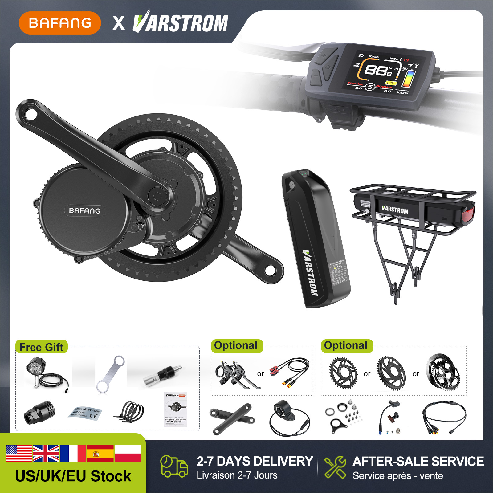 Side Hung Mid Drive Motor Kit - [US Direct] Moteur central BAFANG 48V