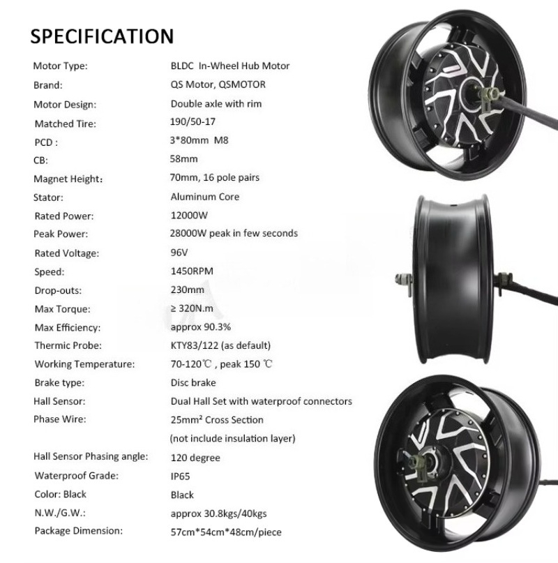 12000W Electric Motorcycle Hub Motor - Moteur de roue électrique sans balais