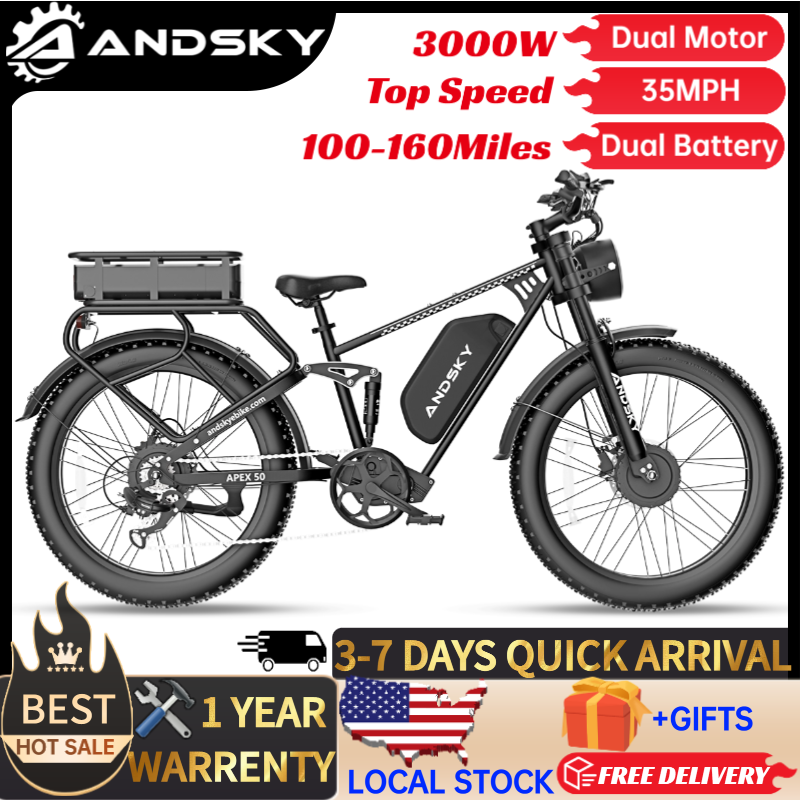 48V 1500W Rear Hub Motor With Battery - Vélo électrique tout-terrain ANDSKY Apex50 AWD