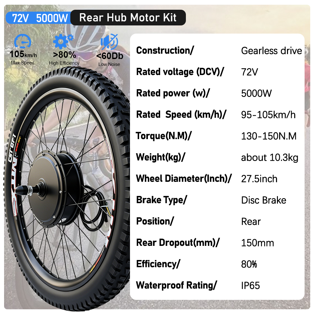 Kit de conversion de vélo élec - 5000W Hub Motor Kit 72V avis et prix